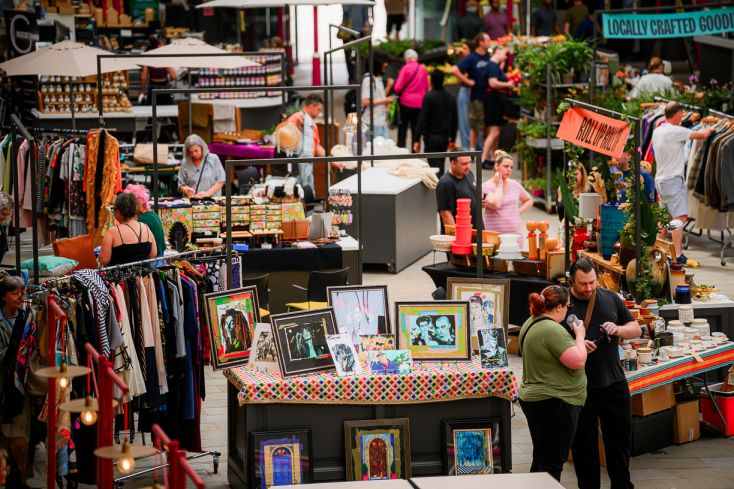 Stalls at Derby Market Hall Vintage Fair