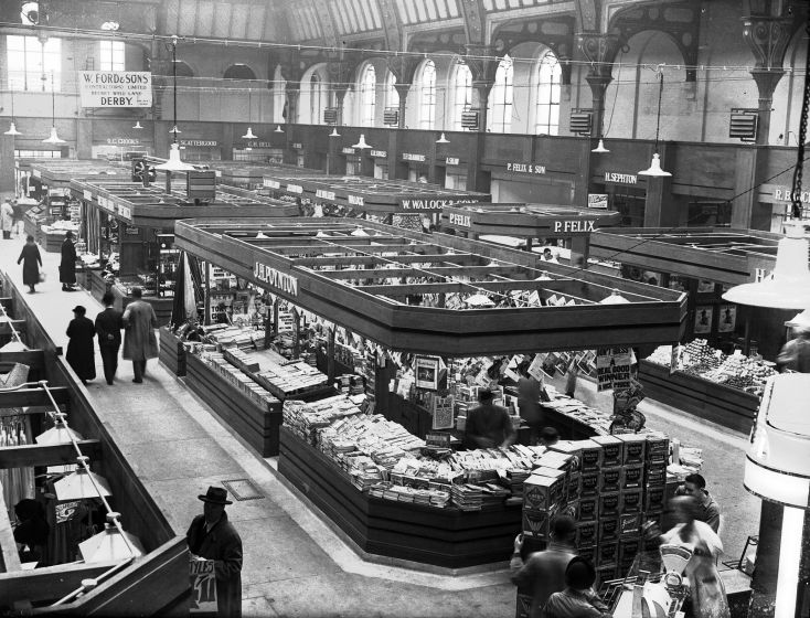 Derby Market Hall panorama in the 1930s