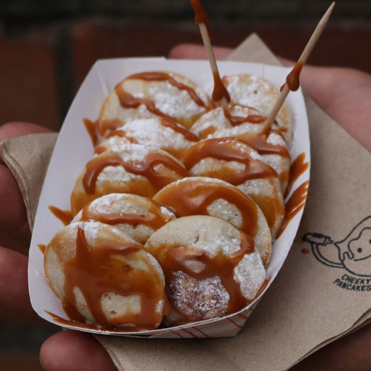 Cheeky Pancakes Dutch pancakes with caramel sauce topping